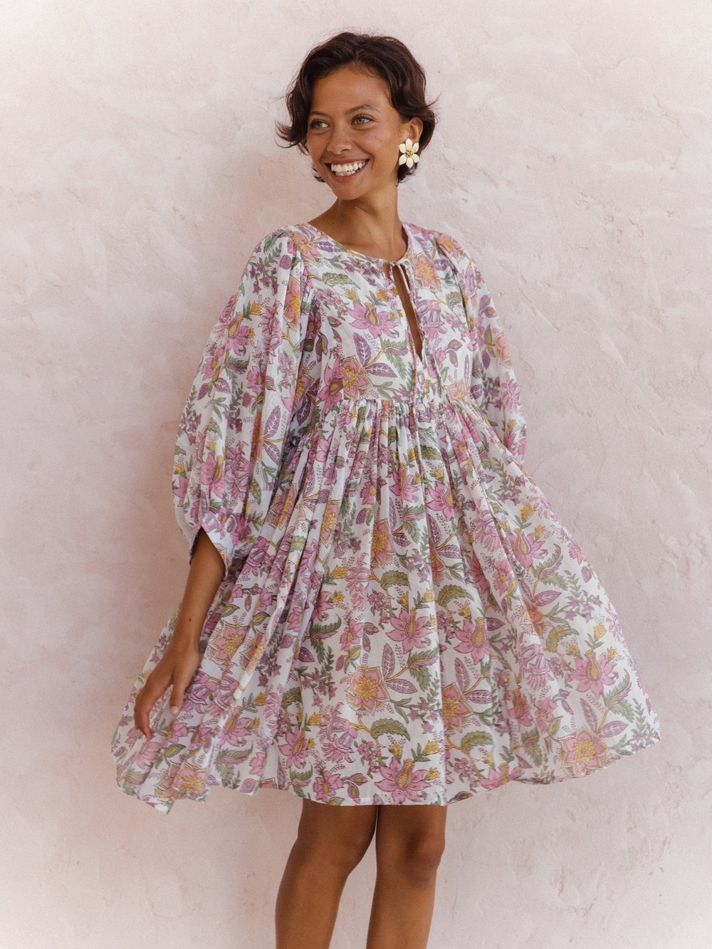 Daughters of India Kyra Mini Dress Fuchsia Bloom